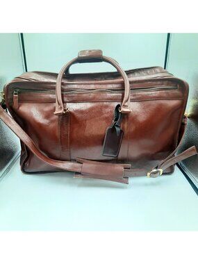 Vintage Tumi Alpha Bag Brown Leather 3 Zip Weekender Duffle Colombia 1975 RARE!